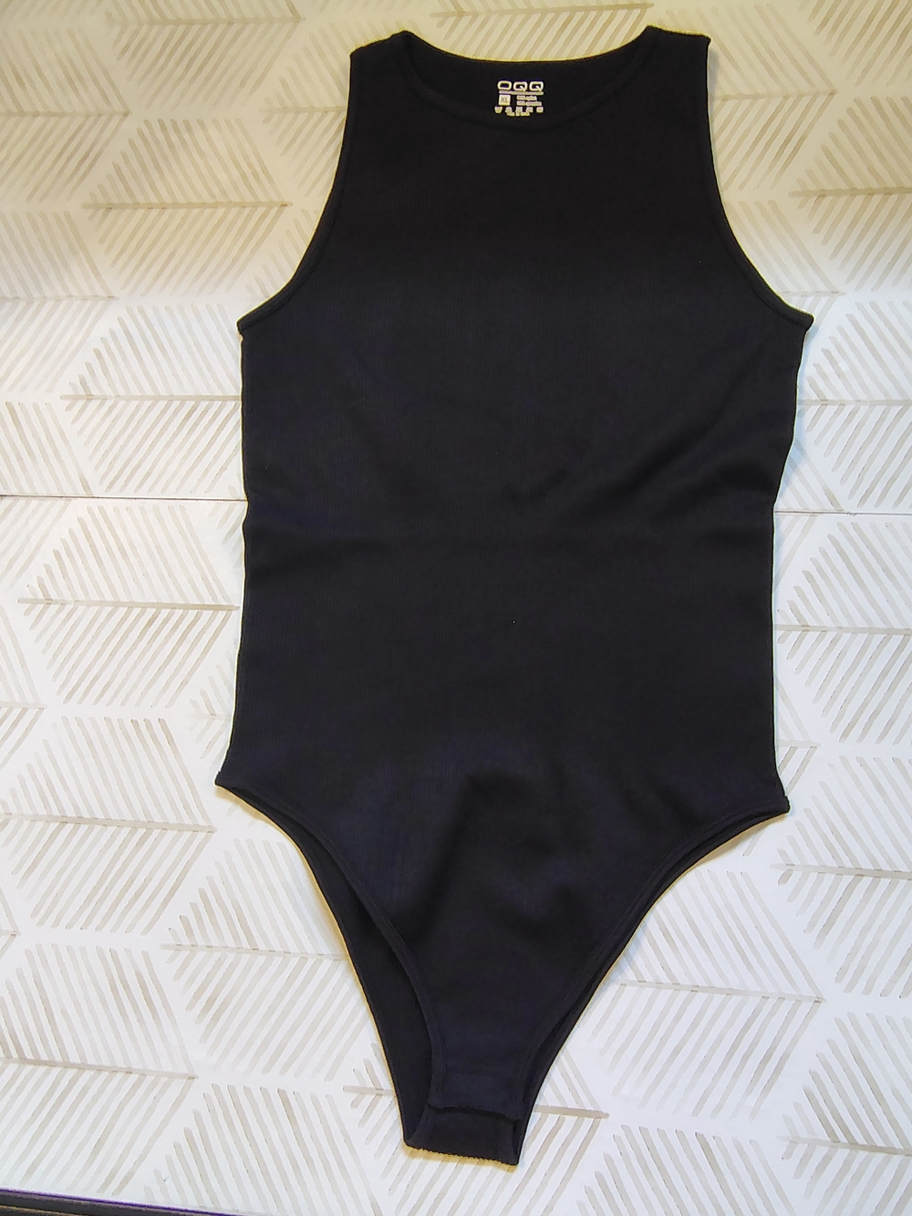 NWOT OQQ Black Ribbed Seamless Bodysuit‎ - Size XL